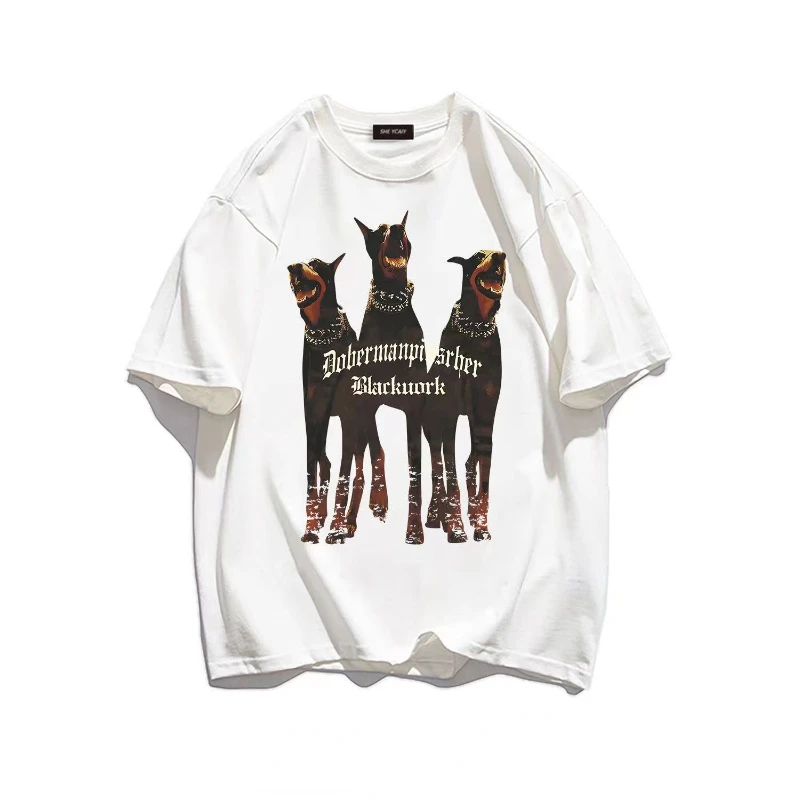 Мужская Футболка С Графическим Рисунком Doberman Pinscher Хлопковый Теннисный Топ