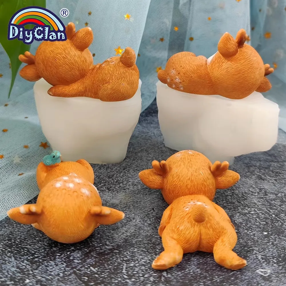 Фото 3D милый олень силиконовая форма для свечей DIY инструменты для украшения пятнистый олень ароматерапия гипсовая форма для рукоделия предметы домашнего обихода орнамент №2
