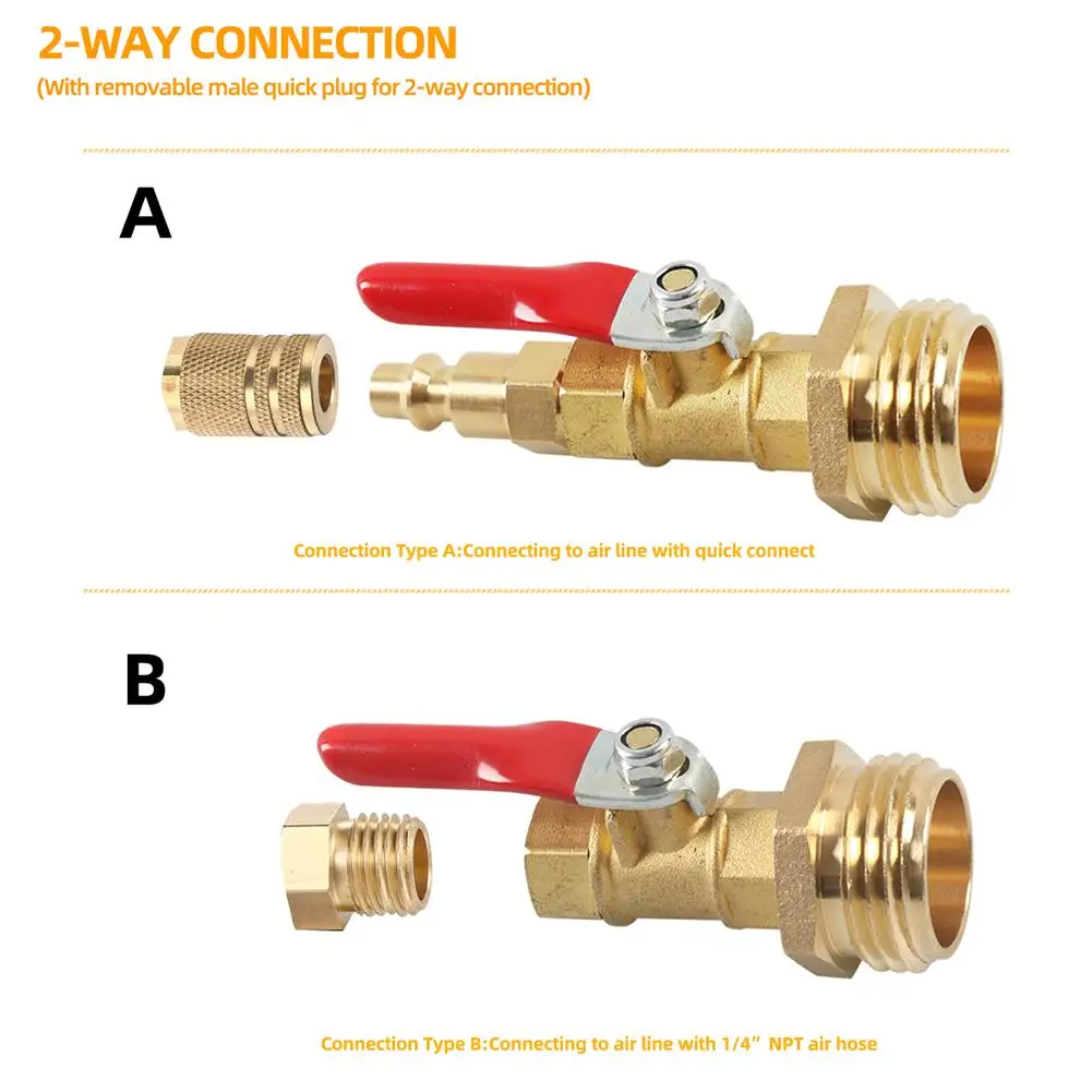 

Winterize Blowout Adapter With 1/4 Inch Male Thread Quick Connecting Plug Drain Fitting Adapter For Water Supply Systems