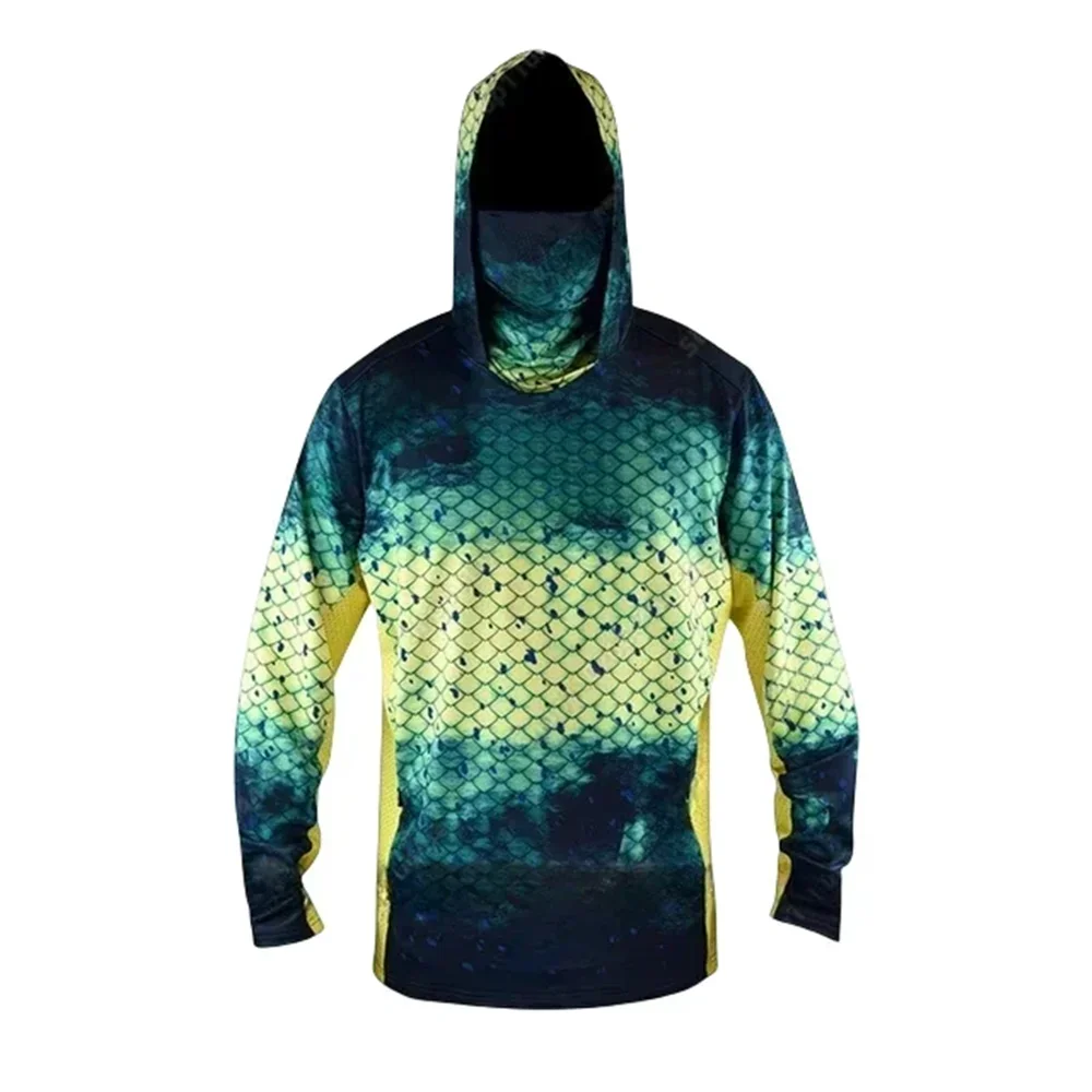 Мужская одежда для рыбы Upf 50 + рубашки рыбалки с длинным рукавом капюшоном маска
