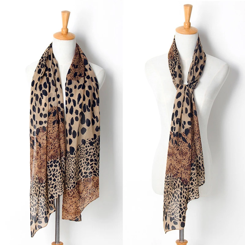 

New Noble Fashion Women Long Soft Wrap Lady Shawl Silk Chiffon Scarves Leopard Print Shawl All-match Lady Soft Scarf