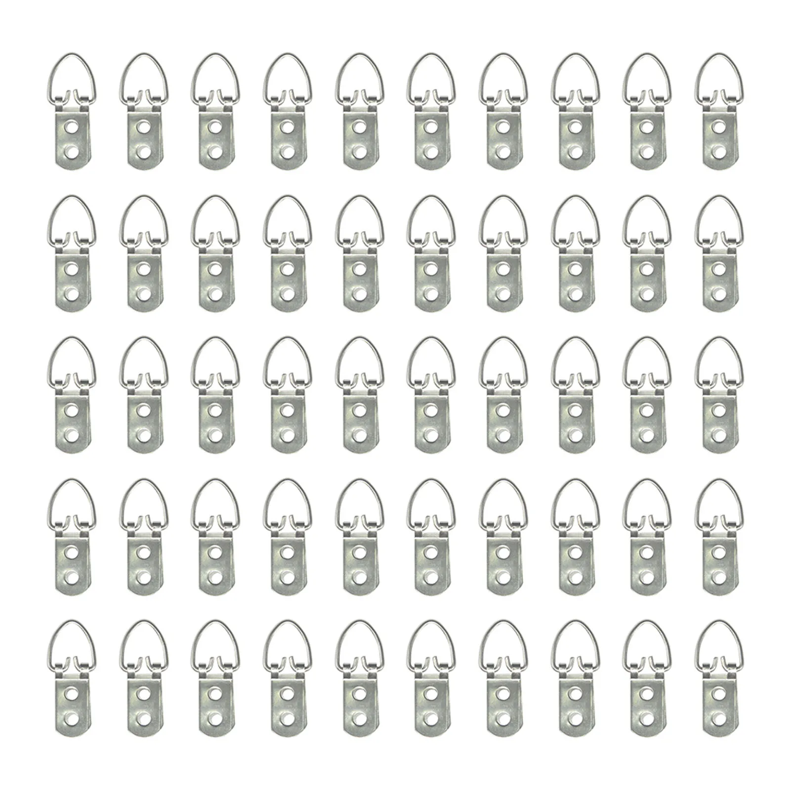 

50pcs Hardware Small Cross Stitch Wall Mount Home Mirror Photo Frame Picture Hanger Clock D Ring Artwork Heavy Duty Double Holes