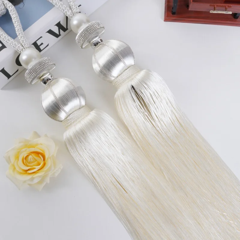 QGVLish 2 шт. жемчужные занавески кисточки с бахромой шариками завязки ремни