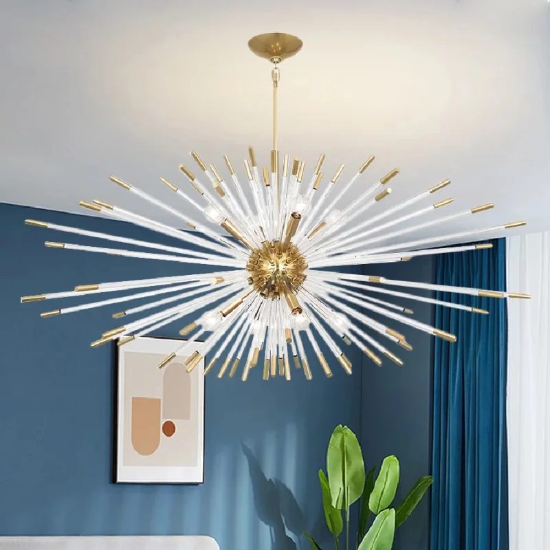 

Chandeliers Lights 2023 New Living Room Nordic Postmodern Simple Bedroom Dining Lamp Dandelion Decoration Golden Ball Lighting