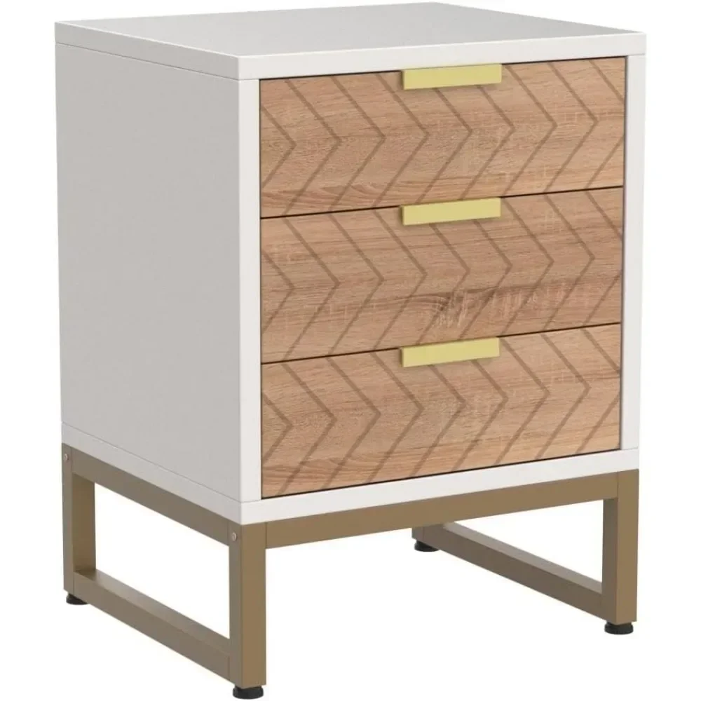 Набор из 2 прикроватных тумбочек современный прикроватный столик с 3 ящиками и