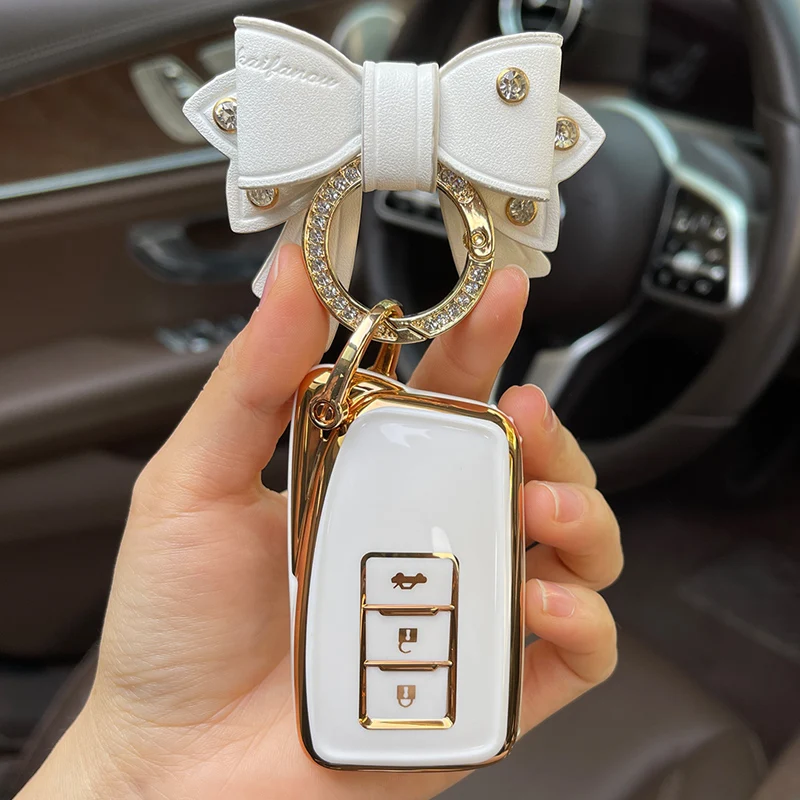 

Bow Keyring 3 Button Car Key Case Cover For Lexus NX GS RX IS ES GX LX RC 200 250 350 LS 450H 300H Auto Keychain Accessories