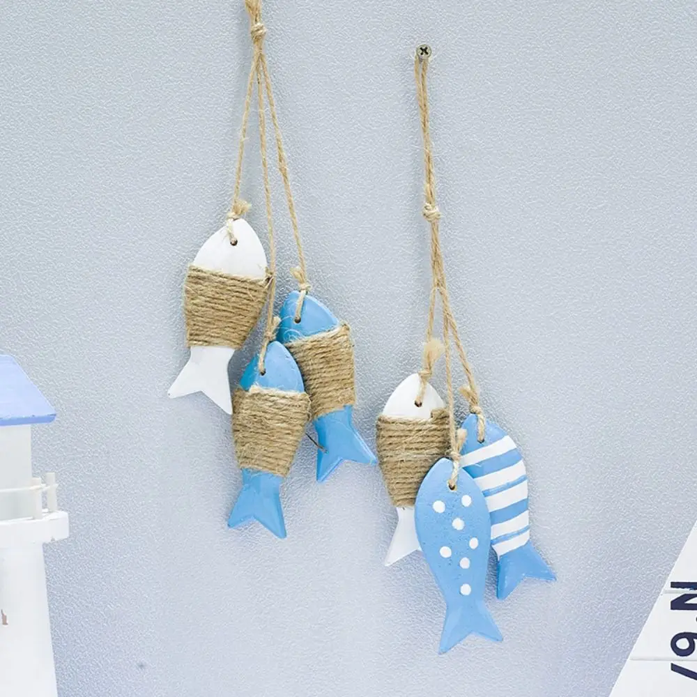 

Fish String Wooden Fish Sea Pendant For Kindergarten Decor Fish Skewers Solid Wood Carving Pendant Wooedn Fish Hanging Decor
