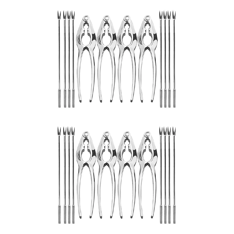 

24 Piece Seafood Tool Kit, Stainless Steel Crab Leg Cracker And Forks Nut Cracker Set Shellfish Sheller