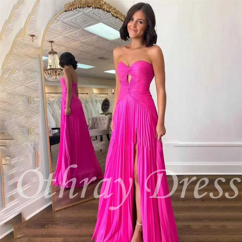 Розовые вечерние платья трапециевидной формы с разрезом в форме сердца Вечерние