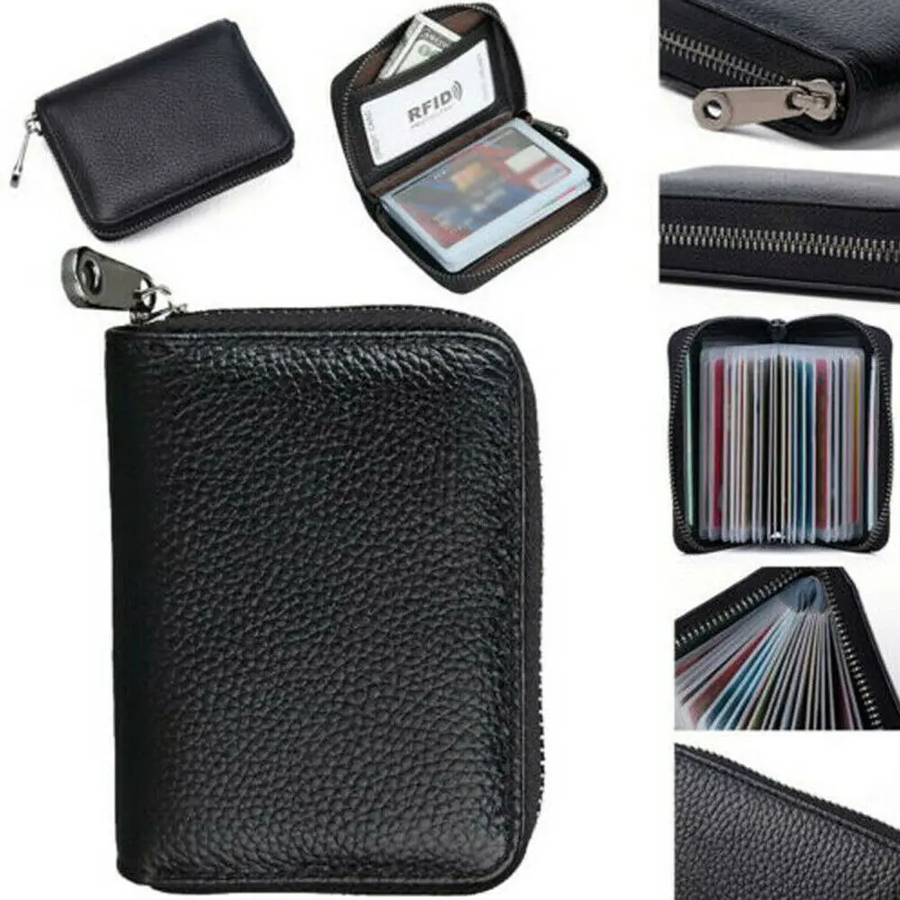 Women Anti-Theft Card Holder Organ Bag Men'S License ID Credit Bank Card Zipper Wallet Business Waterproof Storage Organizer