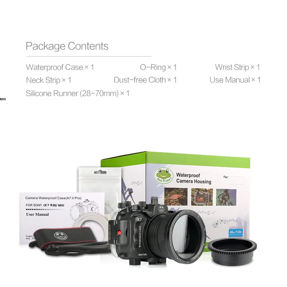 Водонепроницаемый чехол Seafrogs WPC-A7RVA7R5 для дайвинга 40 м130 футов для Sony A7RVA75 с объективом FE 24-70 f2.8 GM,FE 28-70 f3.5-5.6 (art.: 3920cde5f6355) - 3920cde5f6355