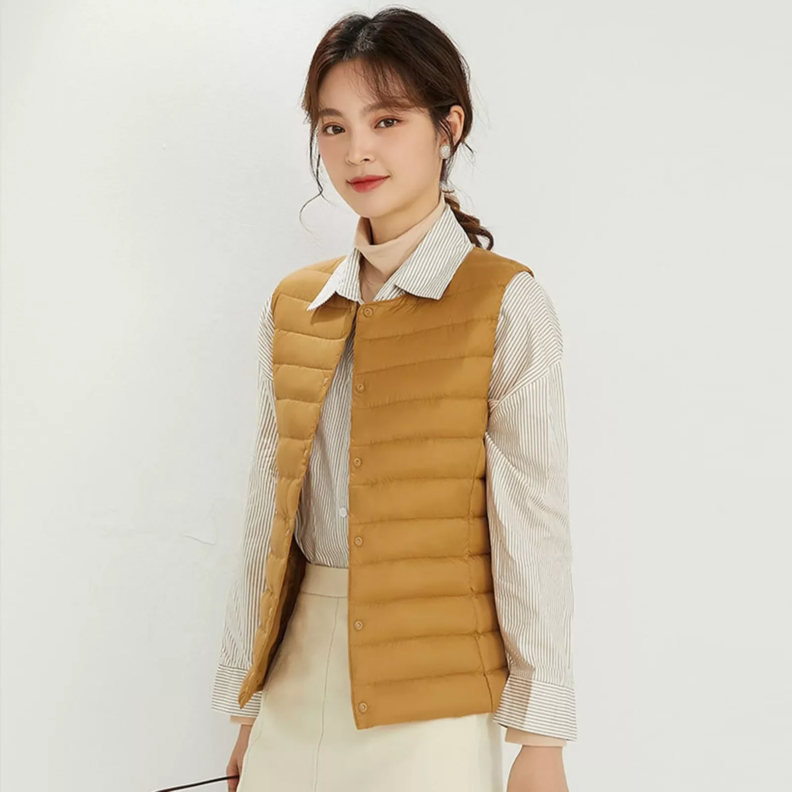 

Vest Womens Women's Short Down Vest Light Packable Round Collar V Neck Vest Cheaper Jacket 2xl Coats Women