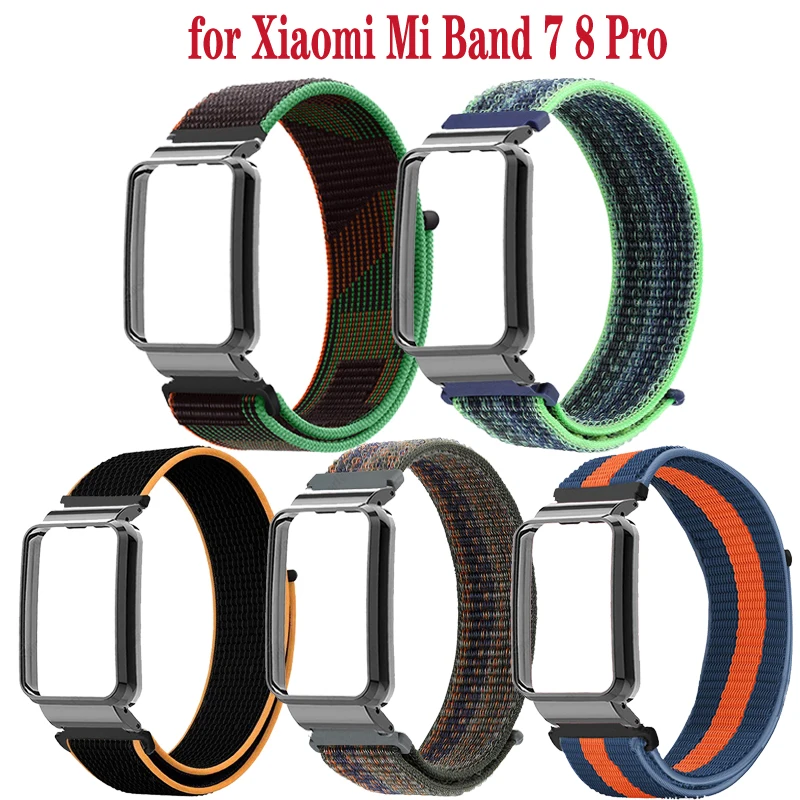Для Xiaomi Mi Band 8 7 Pro Smart wacth ремешок нейлоновый + металлический чехол для браслет 7Pro