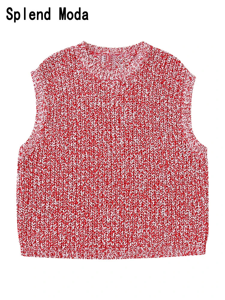 

Женский вязаный жилет в уличном стиле, с круглым вырезом