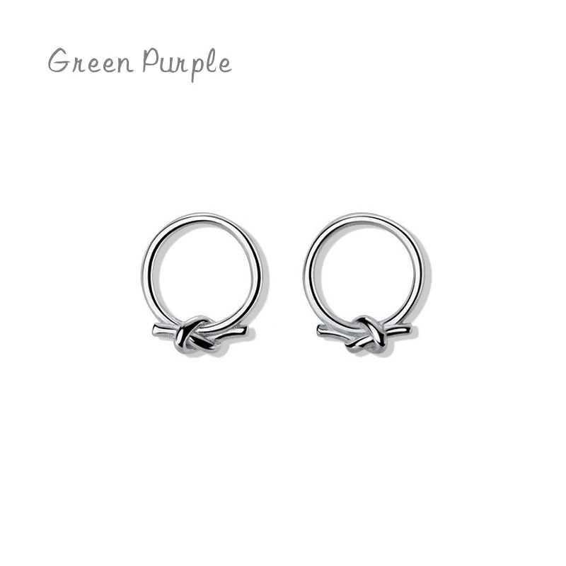 

Green Purple s925 Sterling Silver Classic Round New Fashion Stud Earrings Gold Color Knot Ears For Women Party Dating Jewelry