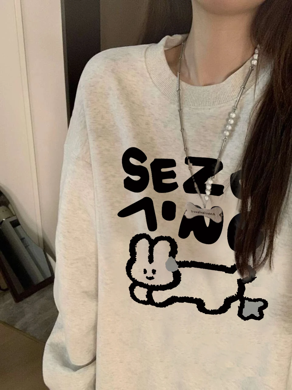 

Свитер Женский свободного покроя, шикарный топ с длинным рукавом и круглым вырезом, в Корейском стиле, в стиле ретро, в американском стиле, весна-осень