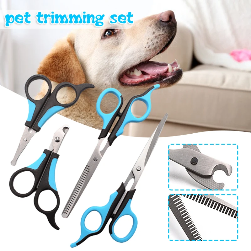 

5Pcs Pet Nail Clipper Set Cat Grooming Scissor Professional Pet Claw Cutters Easy to Use Durable Dog Nail Clippers xqmg