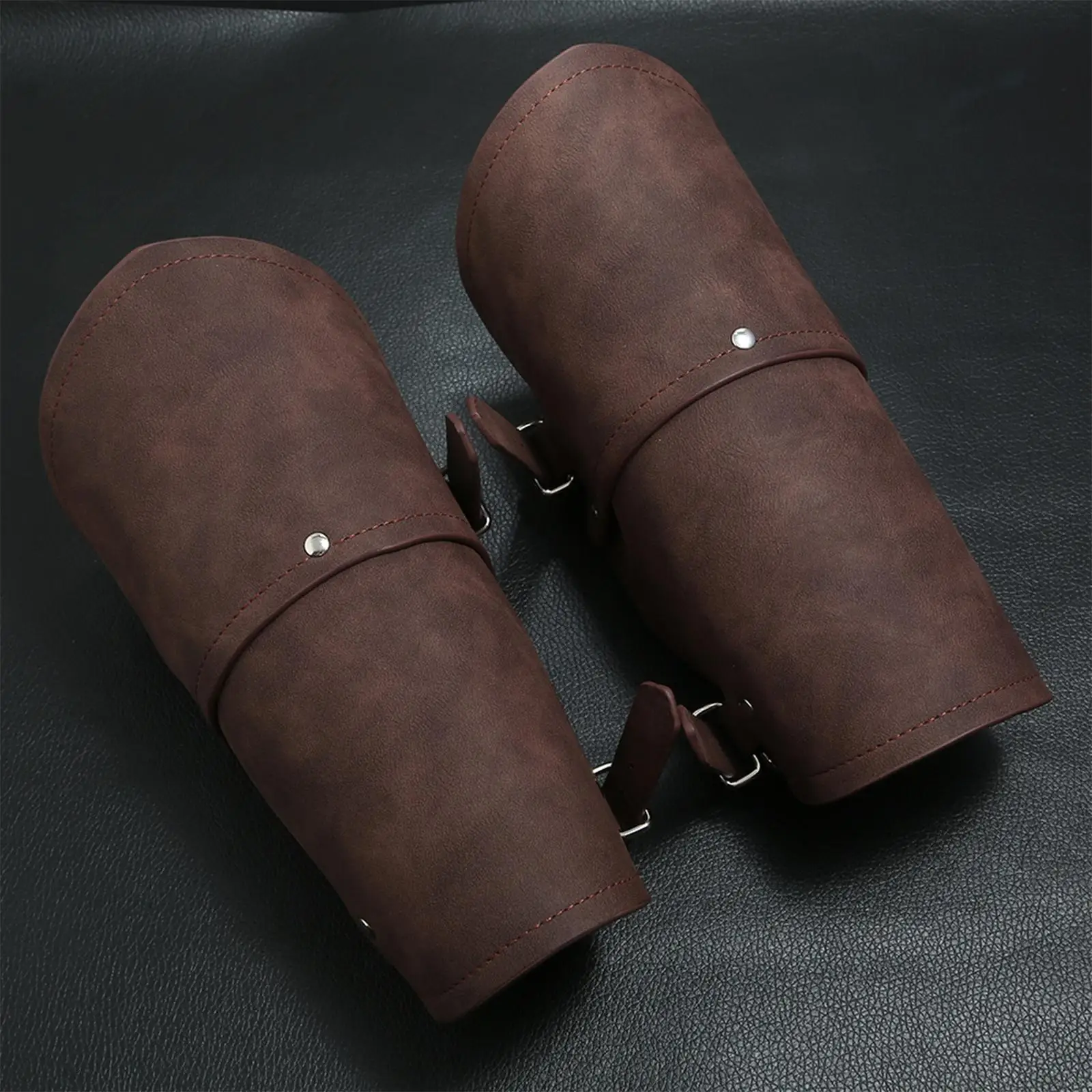 

Faux Leather Medieval Bracers Arm Guards Retro Costume Accessories Arm Armor Cuff Wrist Band Gauntlet for Larp Men Women Adult