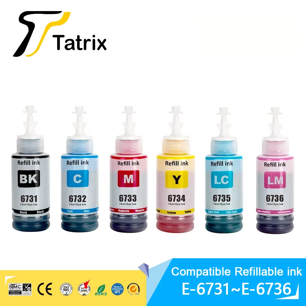 

673 T673 T6731 Compatible Color Bulk Water Based Bottle Refill Dye Ink for Epson L805 L850 L810 L800 L1800 Printer