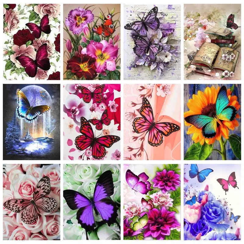 

5D DIY Diamond Painting Kit Butterfly Flower Cross Stitch Kits Full Drill Mosaic Diamond Embroidery Animal Art Wall Home Decor
