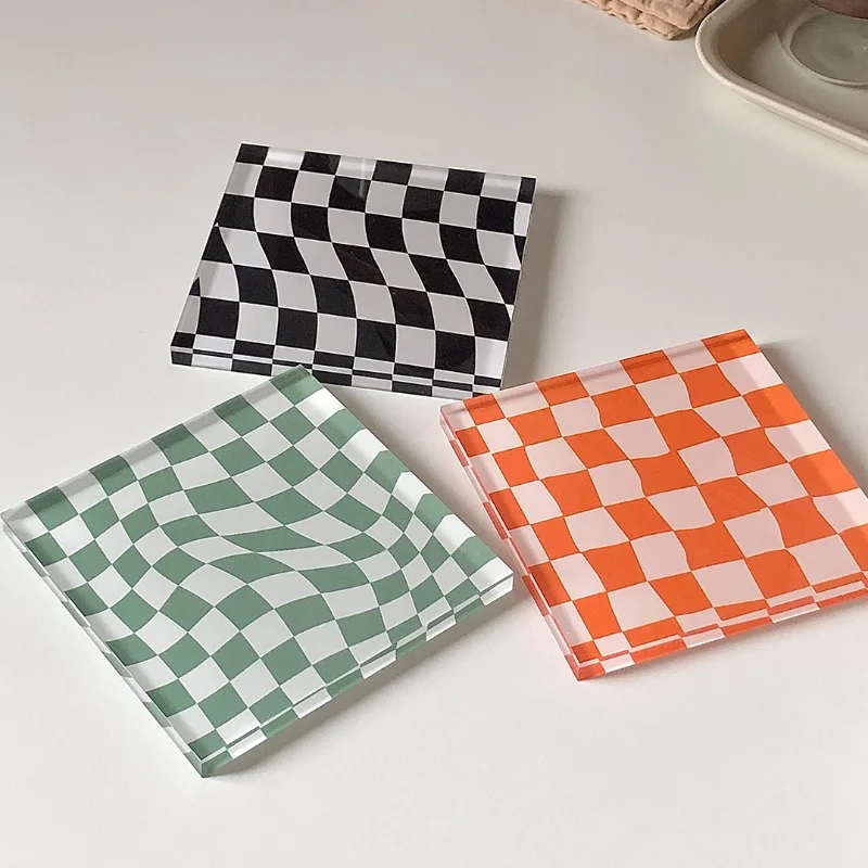 Cup Coaster Placemats for Cups Checkerboard Dinner Mat Nordic Home Photography Props Mats and Pads Mug |