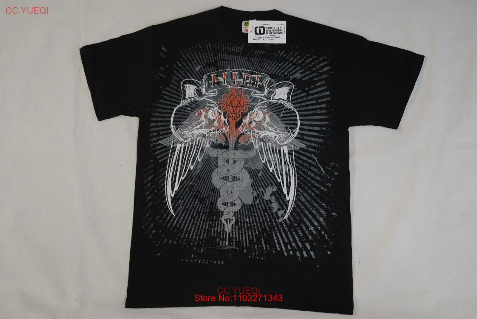 Футболка с черепом крыльями змеей официальная редкая группа 2007 вилл Вало металл
