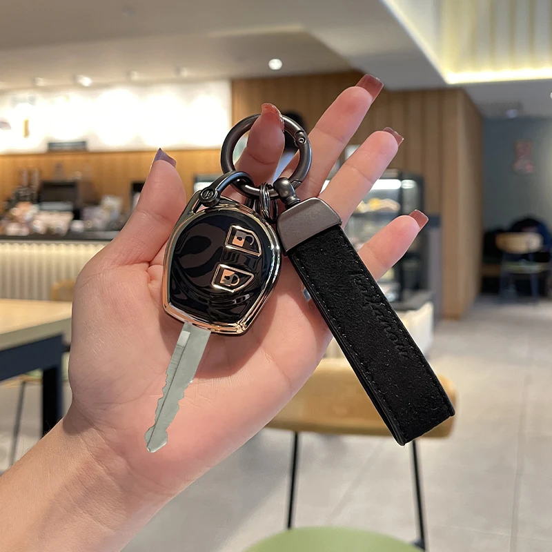 

Suede Leather Keychain Keyring Push Start TPU SUZUKI SWIFT SX4 ALTO VITARA IGNIS JIMNY Splash 2 Buttons Key Fob Cover Accessory