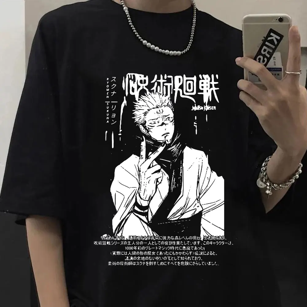 

Japanese Anime Jujutsu Kaisen T Shirt Ryomen Sukuna Manga Graphic T-shirts Cotton Men Short Sleeve Oversized T-shirt Streetwear