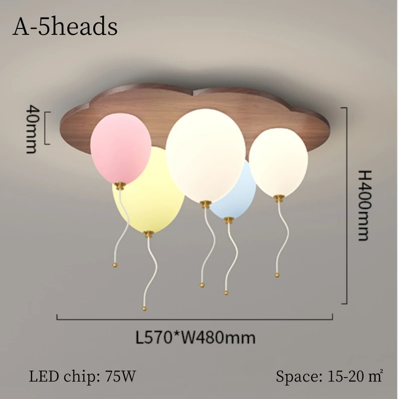 Современные воздушные шары, светодиодные потолочные светильники, деревянные для украшения детской комнаты, блеск для спальни для маленьких мальчиков и девочек, люстра, лампа