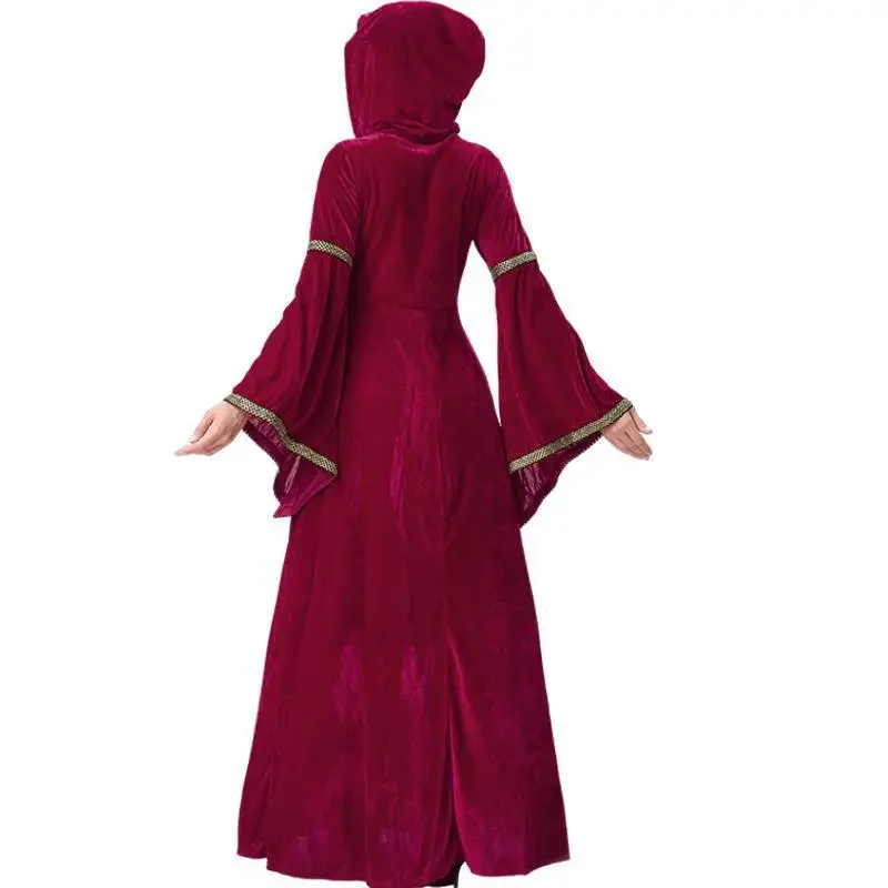 Длинное платье с капюшоном в стиле ретро для девочек средневековое королевы суда
