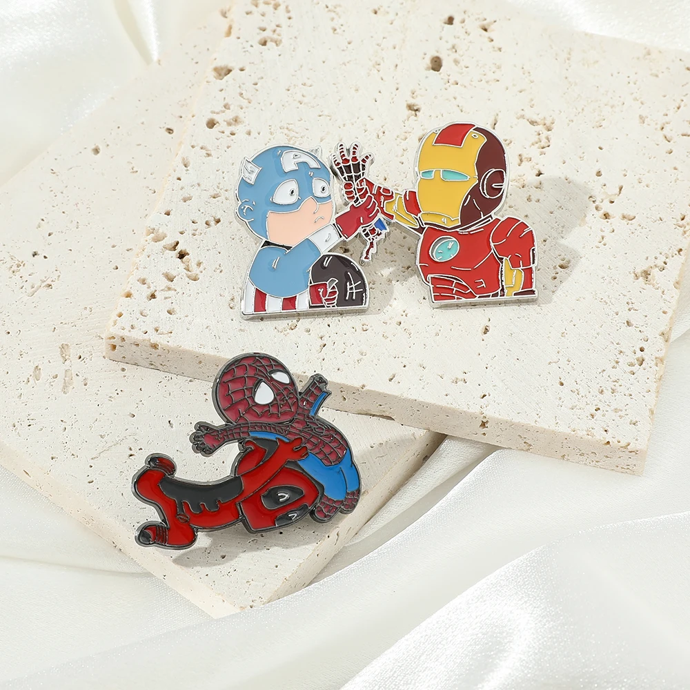 

Marvel Superhero Cartoon Lapel Pins Iron Man Captain America Brooches Cute Deadpool Spiderman Badge For Backpack Accessories