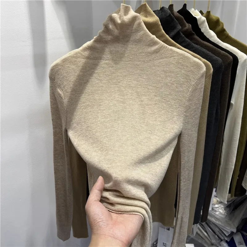 Осень и зима 2024 новая водолазка с ворсом внутренняя одежда трикотажная нижняя