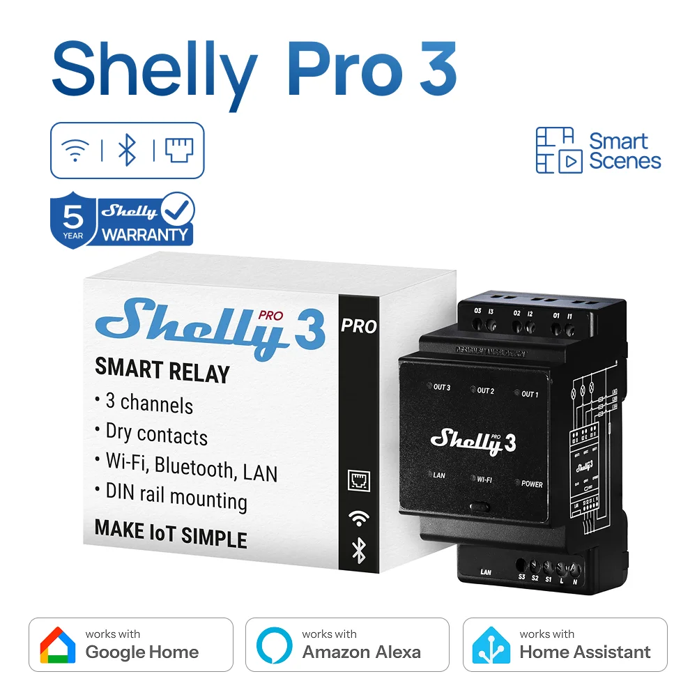

Shelly Pro 3 модуль автоматизации 3 фазы 48А