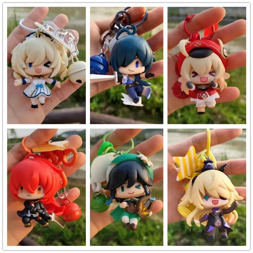 

Genshin Impact Barbatos Kaeya Klee Keychain Figure Game Cosplay Accessories PVC Key Chain Pendant Cartoon Badge Gift