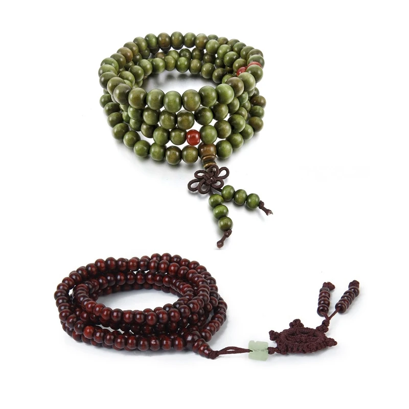 

216 шт., подвеска для браслета Будды, 8 мм, деревянное ожерелье, тибетские зеленые сандалии, 108 шт., браслет шариков