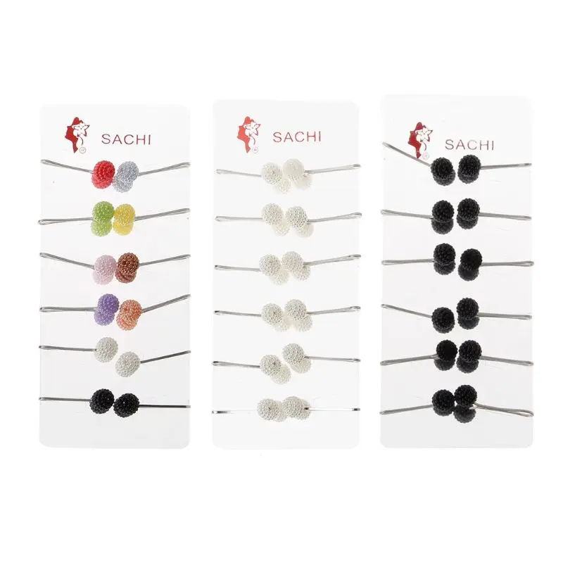

Enamel Pins 12 Pcs/Set Muslim Hijab Scarf Safety Pin Clip Pearl Ball Brooch Gift
