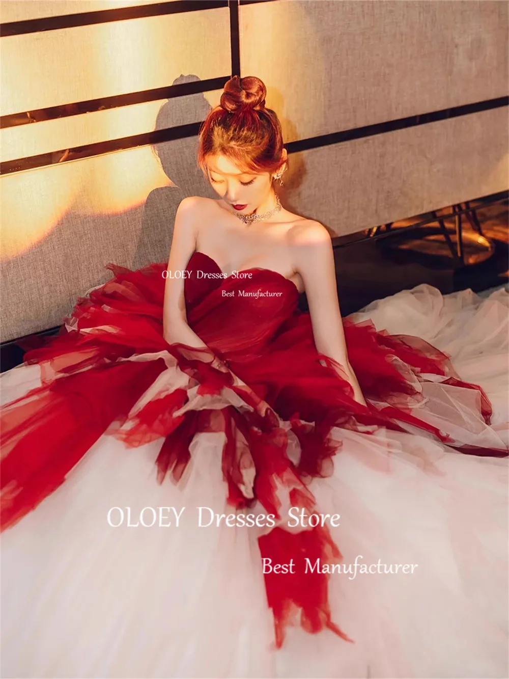 OLOEY элегантное красное платье для выпускного вечера с сердечком женское в