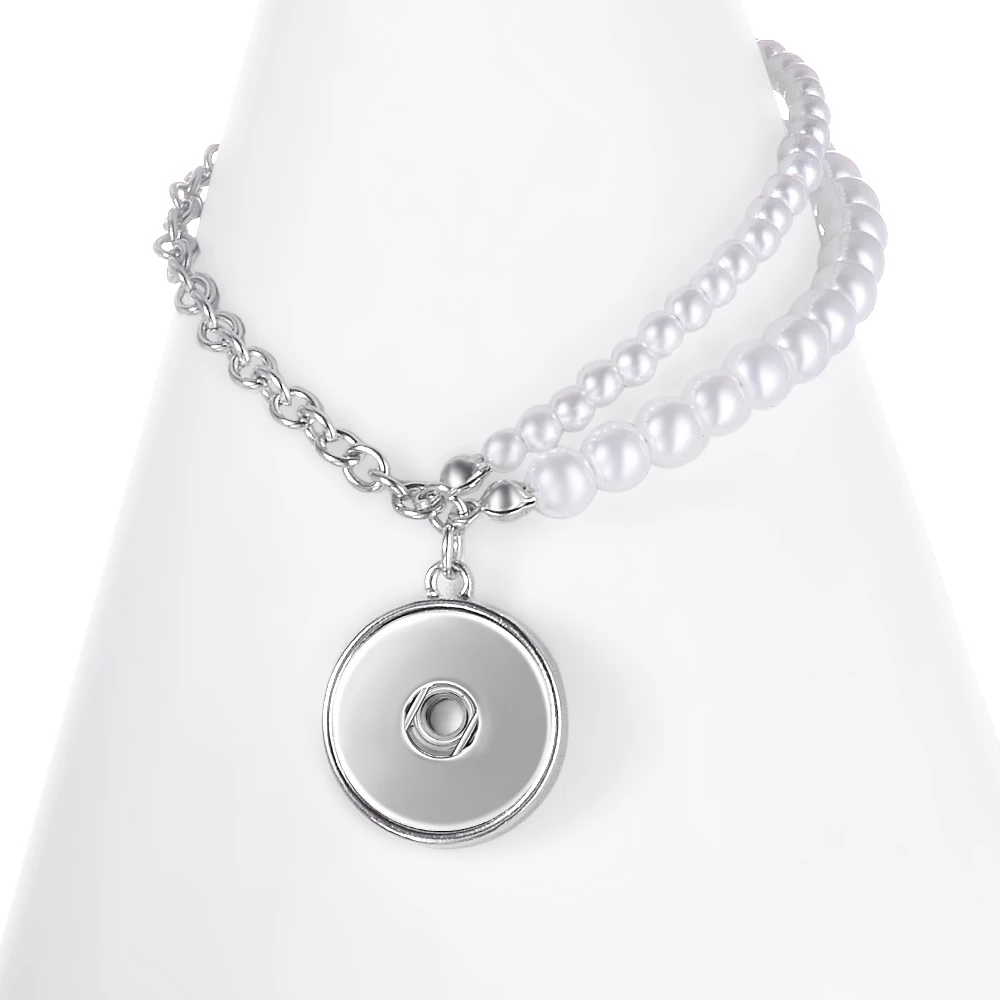 10PCS/Lot Wholesale DIY Interchangeable Snap Button for Bracelets ，Metal Chain Pearl Bracelet for Women Bangle Fit 18mm Button