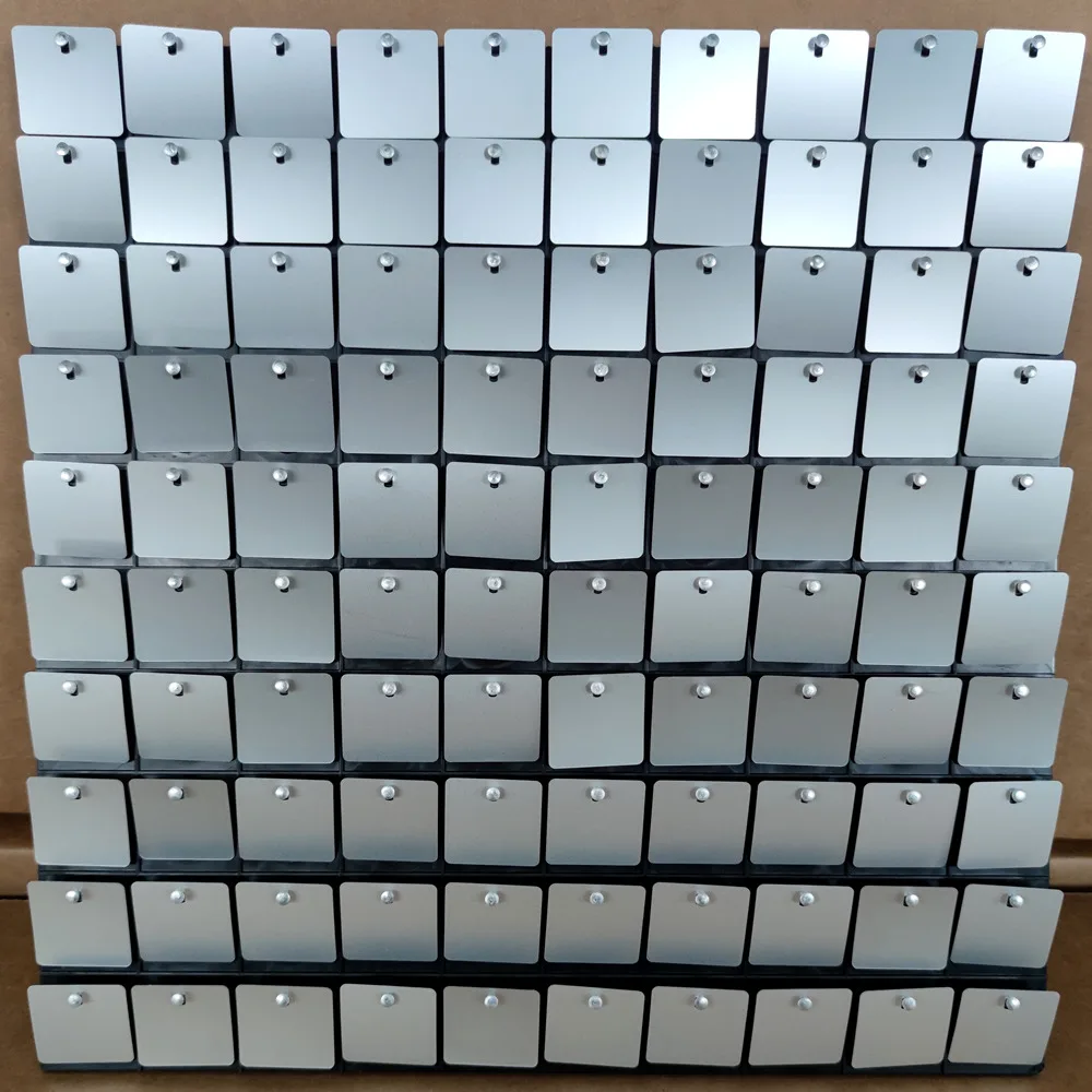 

Square Matte Silver Sequins in Transparent/White/Black Boards,Grid with Clips Wall Panels Background Plate Air Moving