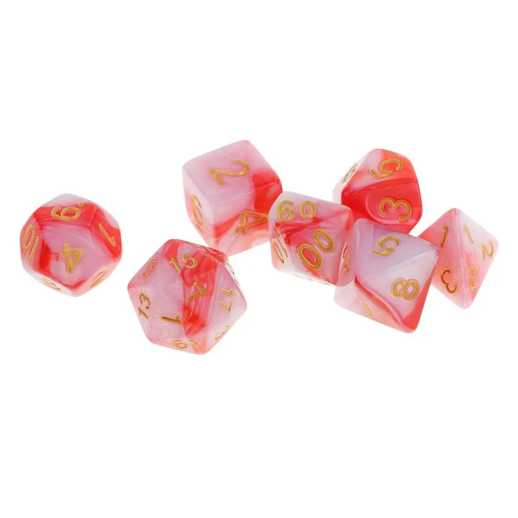 

7 Pcs Polyhedral Dice Set D20 D12 D10 D8 D6 D4 for RPG Board Yellow