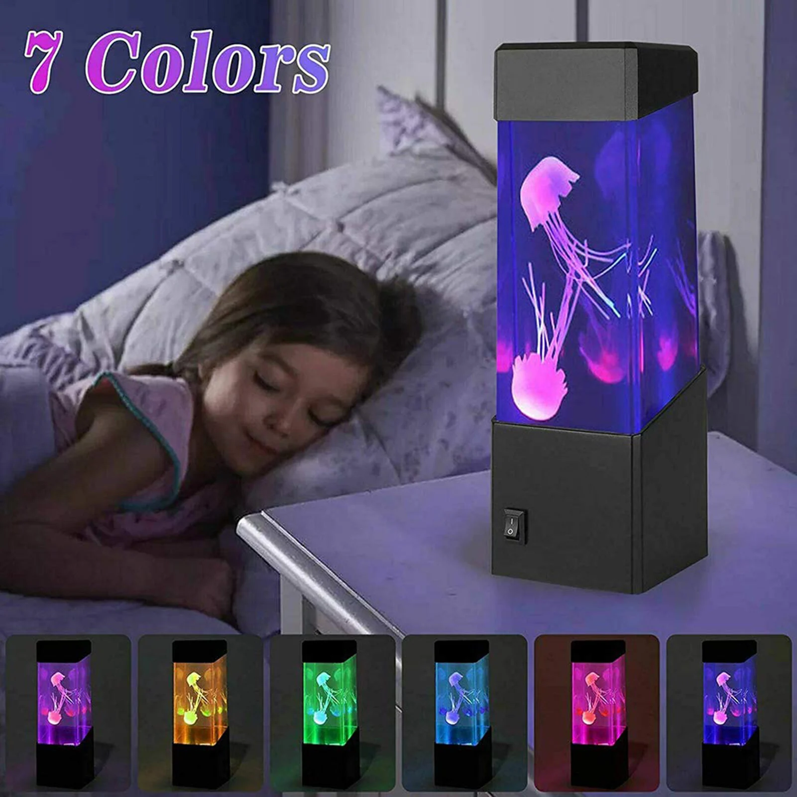 

Color Changing Aquarium Tank Simulation Relaxing Mood Jellyfish LED Night Light Lamp In Bedroom For Boys Girls Birthday Gifts