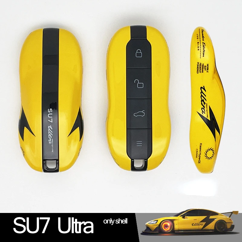 

Чехол для автомобильного ключа, желтый пульт дистанционного управления, защитный чехол для XIAOMI SU7 Ultra Race, чехол для ключей, модифицированные декоративные аксессуары