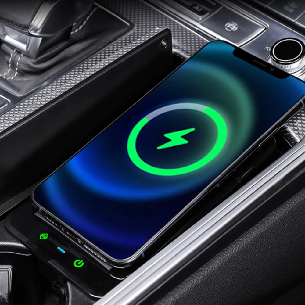 Автомобильное беспроводное зарядное устройство 15 Вт для Audi A6 C8 S6 RS6 A7 S7 RS7 2019 2020 2021