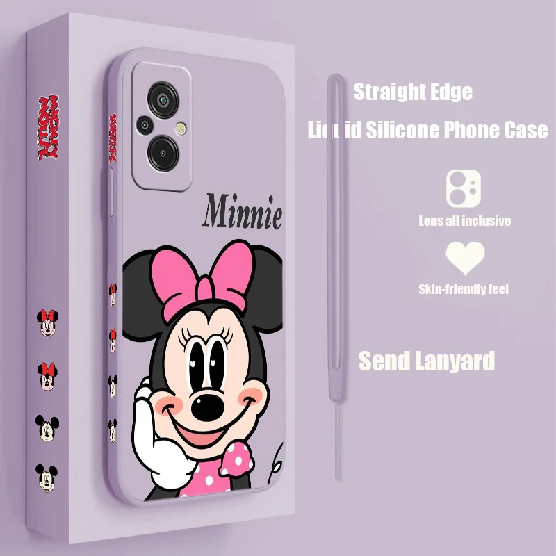 

Minnie Mickey Disney Cute For Xiaomi Redmi K50G K40S 11 10C 10X 9T 9AT 9A 9C 8A 7 6A 5A A1 Liquid Left Rope Phone Case