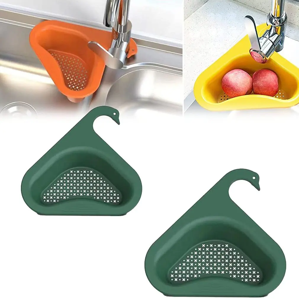 

2022 Drain Rack Triangular Sink Strainer Kitchen Multifunction Rack Vegetable Fruit Drainer Basket Kitchen Organizer Sink Shelf