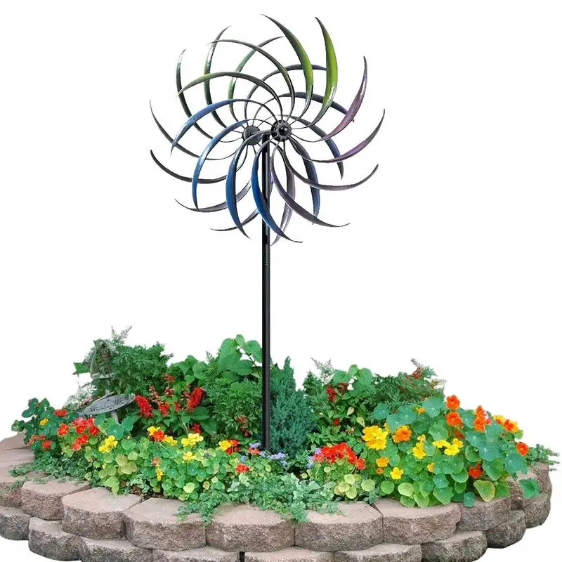 

Металлическая ветряная мельница, красочные ивовые листья, двойное направление, ветряной Спиннер, уличный декор для сада, газона, вращающаяся фотография