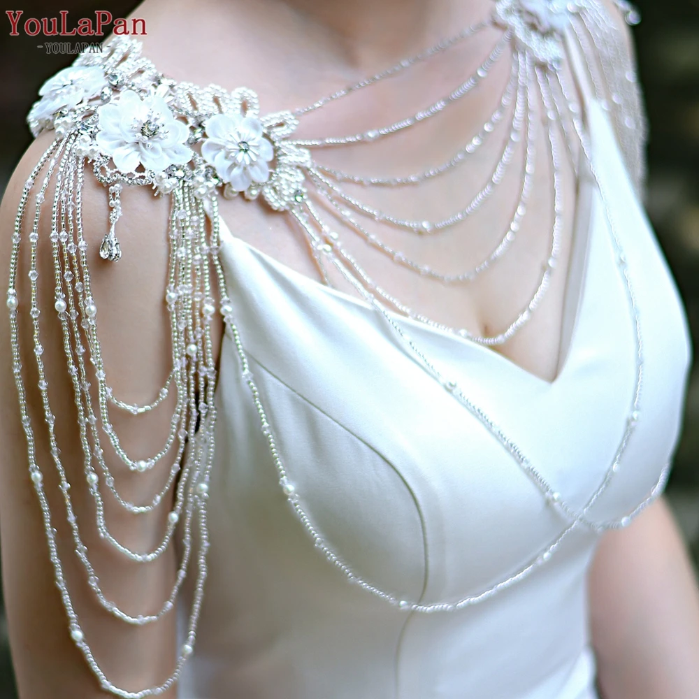 

YouLaPan SG22 Свадебная накидка, свадебная накидка, женская летняя накидка с жемчугом, кристаллами, бусинами, винтажная кисточка для девочек