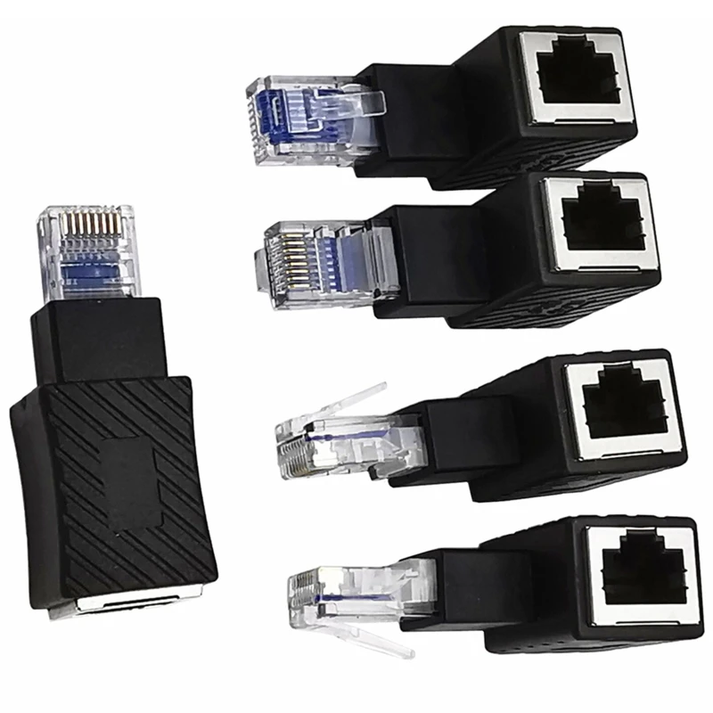 E9LB 90-градусный преобразователь RJ45, прямой, правый, левый, вверх, вниз, угол RJ45 между мужчинами и женщинами для Cat 5/6