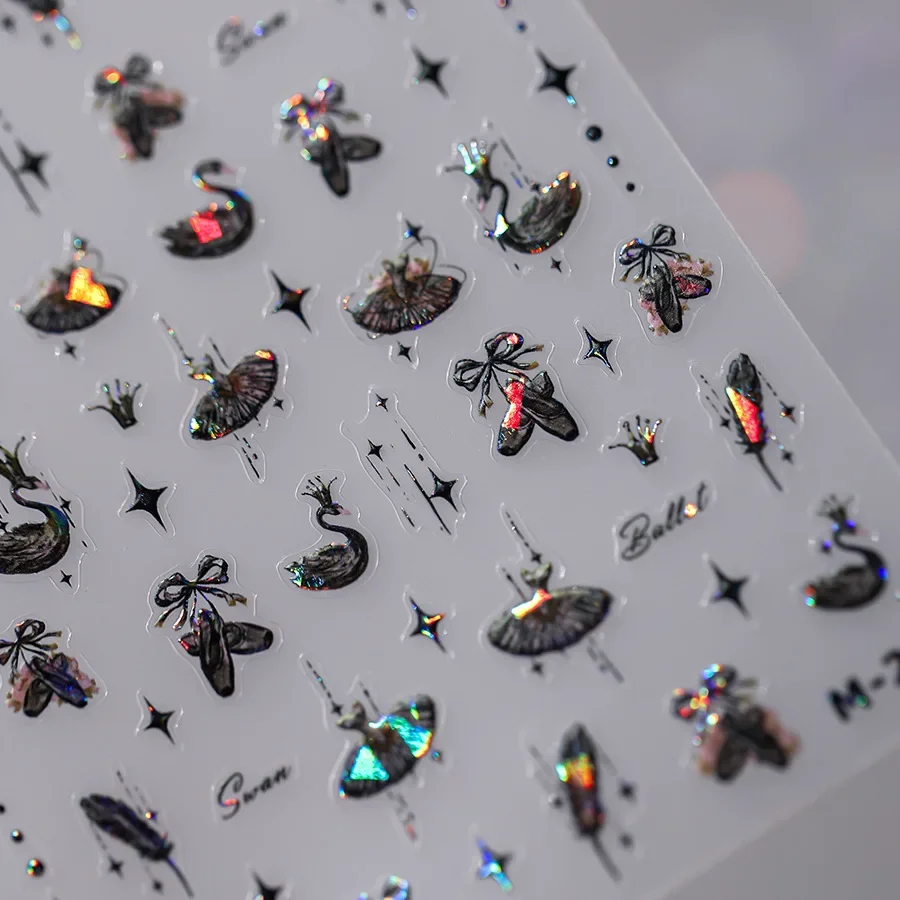 Самоклеящиеся 3d-наклейки с изображением лебедей перьев звезд балетных платьев и