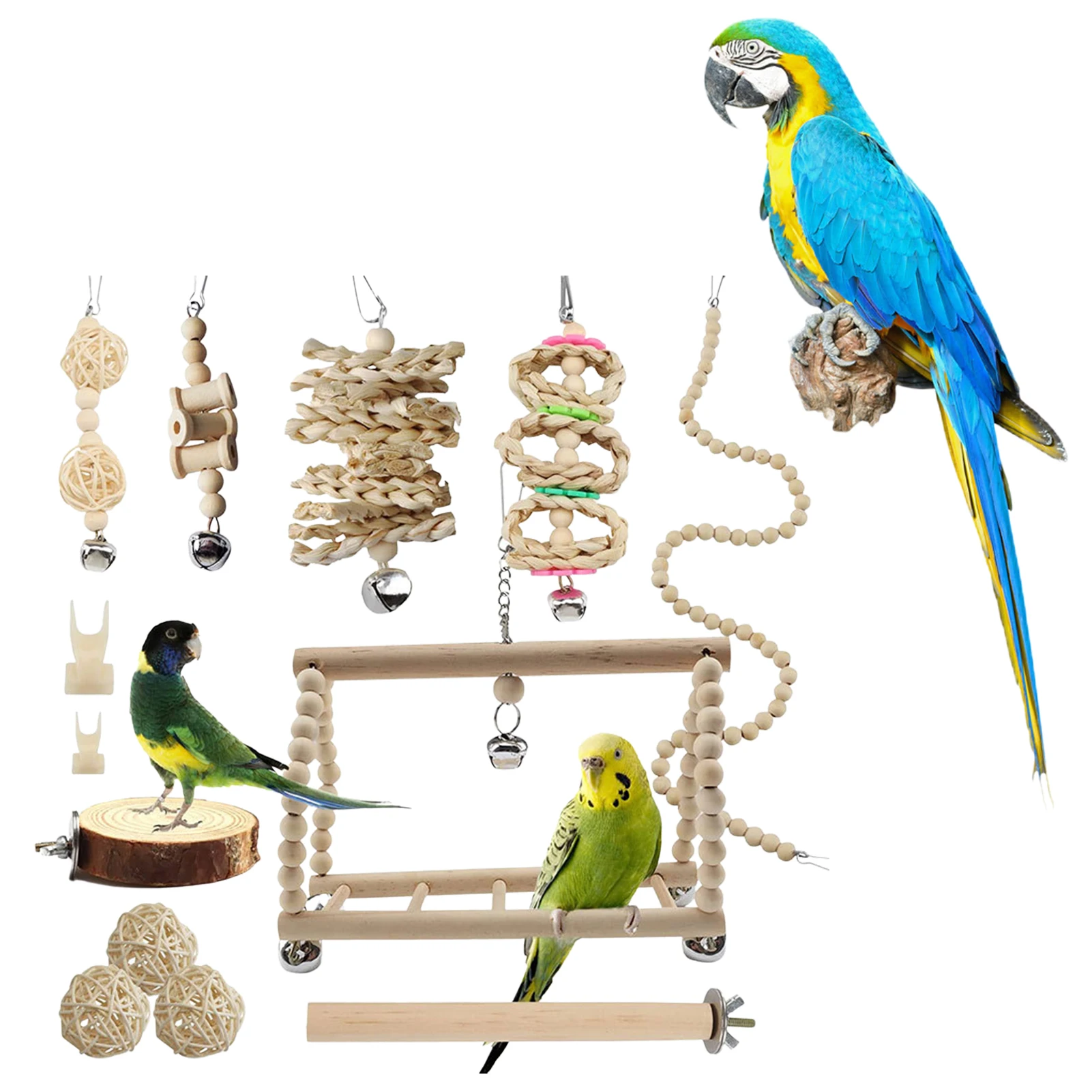 

Bird Parrot Toys 13 PCS Pet Bird Swing Toys Small Parrot Swing Chewing Toys For Budgies Small Parakeets Conures Love Birds
